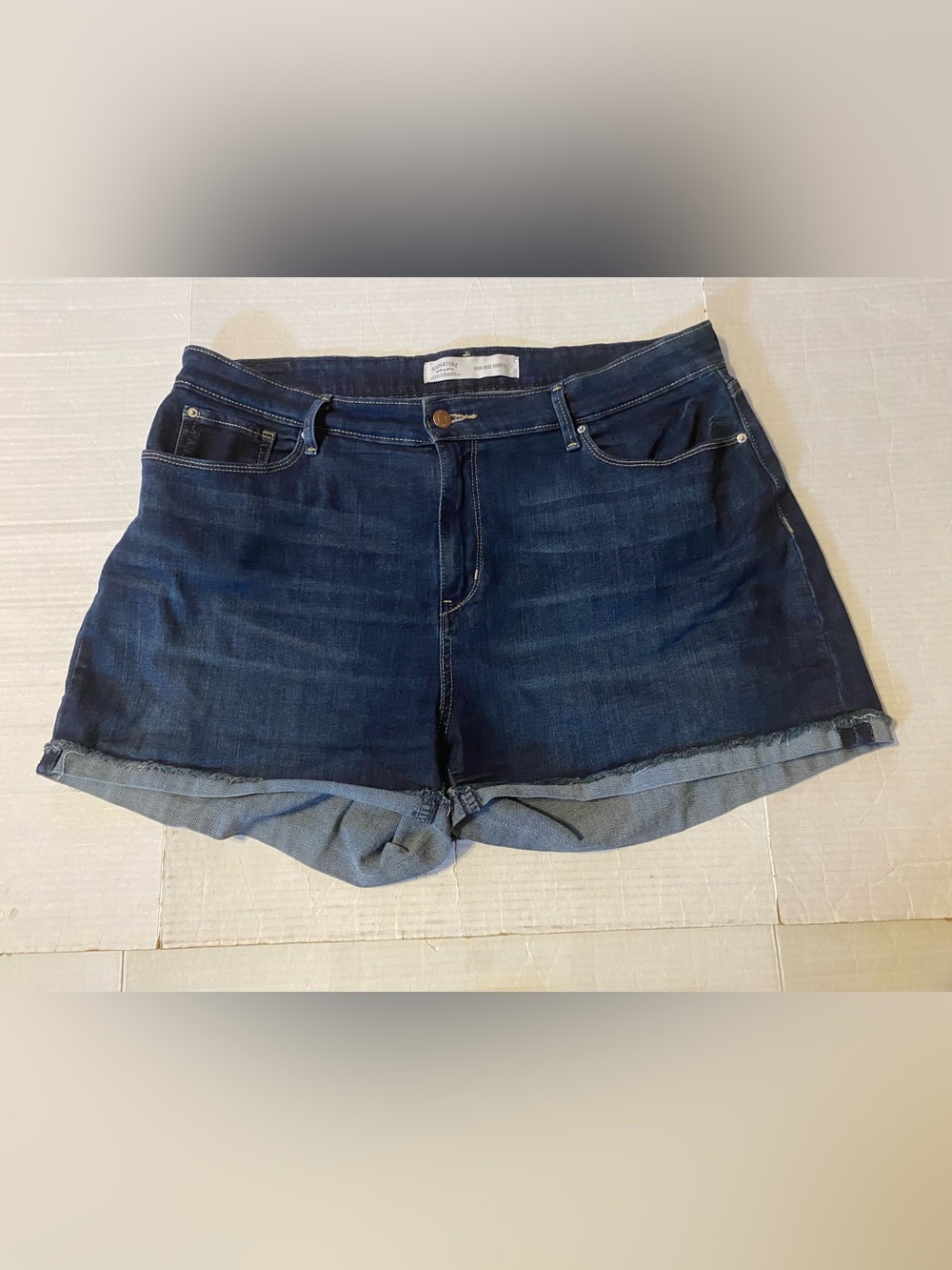 Levi Strauss 18 Signature stretch dark wash blue High Rise shorts